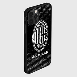 Чехол для iPhone 12 Pro Max AC Milan с потертостями на темном фоне, цвет: 3D-черный — фото 2