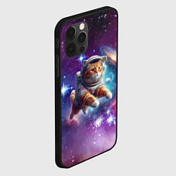 Чехол для iPhone 12 Pro Max Котик смелый космонавт - нейросеть, цвет: 3D-черный — фото 2