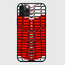 Чехол для iPhone 12 Pro Max Красно-белая техно броня, цвет: 3D-черный