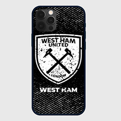 Чехол для iPhone 12 Pro Max West Ham с потертостями на темном фоне, цвет: 3D-черный