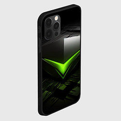 Чехол для iPhone 12 Pro Max Зеленая яркая плашка на черном абстракция, цвет: 3D-черный — фото 2