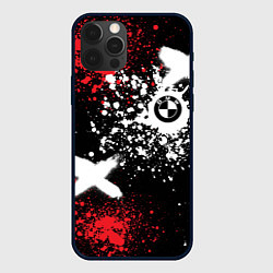 Чехол для iPhone 12 Pro Max BMW на фоне граффити и брызг красок, цвет: 3D-черный