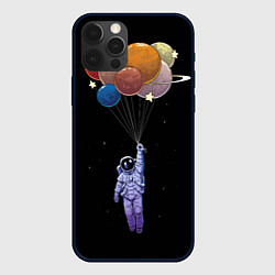 Чехол для iPhone 12 Pro Max Космонавт с воздушными шарами, цвет: 3D-черный