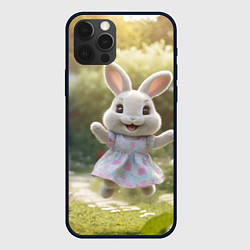 Чехол для iPhone 12 Pro Max Забавный белый кролик в платье, цвет: 3D-черный