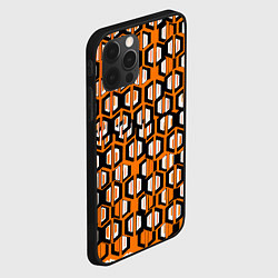 Чехол для iPhone 12 Pro Max Техно узор из шестиугольников оранжевый, цвет: 3D-черный — фото 2