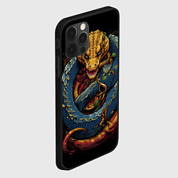 Чехол для iPhone 12 Pro Max Желто-синий дракон муай-тай, цвет: 3D-черный — фото 2