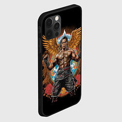 Чехол для iPhone 12 Pro Max Муай-Тай боец с золотыми крыльями, цвет: 3D-черный — фото 2