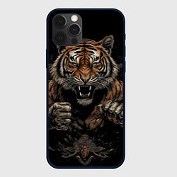 Чехол для iPhone 12 Pro Max Муай-Тай боевой тигр в перчатках, цвет: 3D-черный