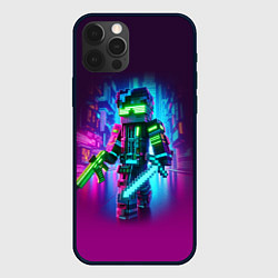 Чехол для iPhone 12 Pro Max Cyberpunk and Minecraft - collaboration ai art, цвет: 3D-черный