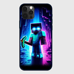 Чехол для iPhone 12 Pro Max Minecraft - neon character ai art, цвет: 3D-черный