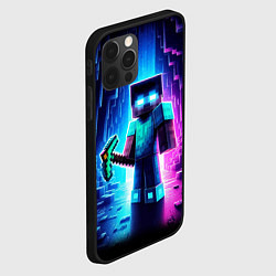 Чехол для iPhone 12 Pro Max Minecraft - neon character ai art, цвет: 3D-черный — фото 2