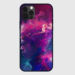 Чехол для iPhone 12 Pro Max Человек растворяющийся в фиолетовом дыму, цвет: 3D-черный