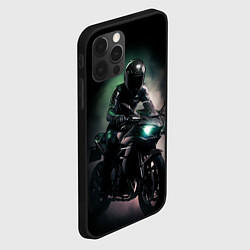 Чехол для iPhone 12 Pro Max Спорт мотоциклист и дым, цвет: 3D-черный — фото 2