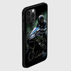 Чехол для iPhone 12 Pro Max Мотоциклист на спортивном байке, цвет: 3D-черный — фото 2