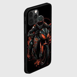 Чехол для iPhone 12 Pro Max Мотоциклист оранжевые кляксы, цвет: 3D-черный — фото 2