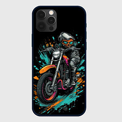 Чехол для iPhone 12 Pro Max Ретро-мотоцикл старый арт, цвет: 3D-черный