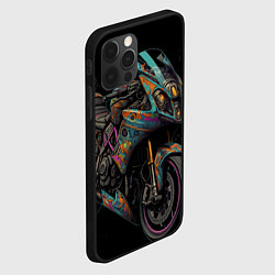 Чехол для iPhone 12 Pro Max Темный мотоцикл на черном фоне, цвет: 3D-черный — фото 2
