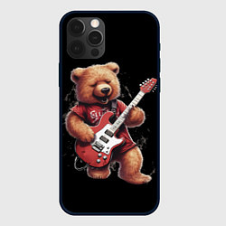 Чехол для iPhone 12 Pro Max Большой плюшевый медведь играет на гитаре, цвет: 3D-черный