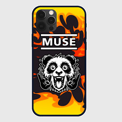 Чехол для iPhone 12 Pro Max Muse рок панда и огонь, цвет: 3D-черный