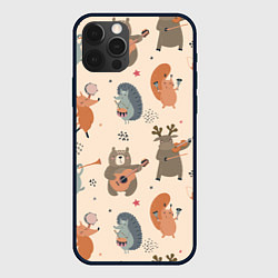 Чехол для iPhone 12 Pro Max Животные с инструментами, цвет: 3D-черный