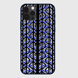 Чехол для iPhone 12 Pro Max Чёрно-синий паттерн конструкция, цвет: 3D-черный