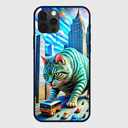 Чехол для iPhone 12 Pro Max Котзила пародия гигантский монстр, цвет: 3D-черный