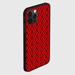 Чехол для iPhone 12 Pro Max Ярко-красный с чёрными линиями, цвет: 3D-черный — фото 2