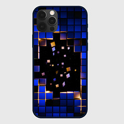 Чехол для iPhone 12 Pro Max Окно в пространство - синие кубы, цвет: 3D-черный