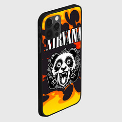 Чехол для iPhone 12 Pro Max Nirvana рок панда и огонь, цвет: 3D-черный — фото 2