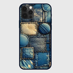 Чехол для iPhone 12 Pro Max Denim patchwork - ai art, цвет: 3D-черный