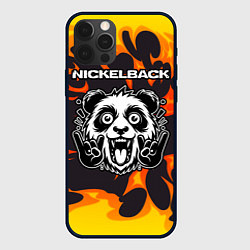 Чехол для iPhone 12 Pro Max Nickelback рок панда и огонь, цвет: 3D-черный