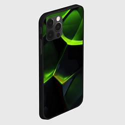 Чехол для iPhone 12 Pro Max Green neon abstract geometry, цвет: 3D-черный — фото 2