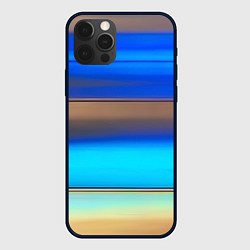 Чехол для iPhone 12 Pro Max Голубые и коричневые полосы, цвет: 3D-черный