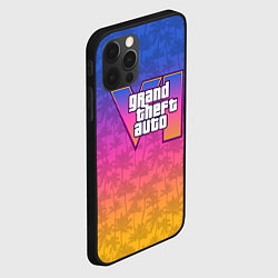 Чехол для iPhone 12 Pro Max GTA 6 - пальмы и логотип, цвет: 3D-черный — фото 2