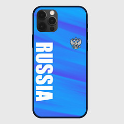 Чехол для iPhone 12 Pro Max Россия - синие волны, цвет: 3D-черный