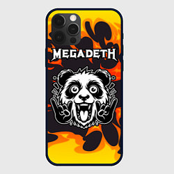 Чехол для iPhone 12 Pro Max Megadeth рок панда и огонь, цвет: 3D-черный