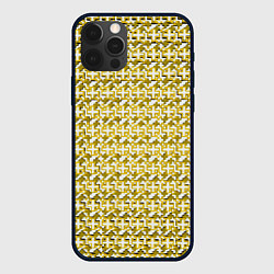 Чехол для iPhone 12 Pro Max Белые плюсики на жёлтом фоне, цвет: 3D-черный