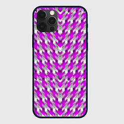 Чехол для iPhone 12 Pro Max Розово-белый паттерн, цвет: 3D-черный
