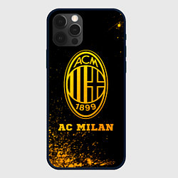 Чехол для iPhone 12 Pro Max AC Milan - gold gradient, цвет: 3D-черный