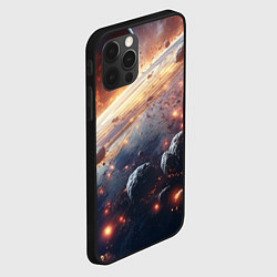 Чехол для iPhone 12 Pro Max Метеориты и планета, цвет: 3D-черный — фото 2