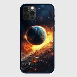 Чехол для iPhone 12 Pro Max Космос и планета, цвет: 3D-черный
