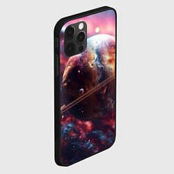 Чехол для iPhone 12 Pro Max Объемный космос и планеты, цвет: 3D-черный — фото 2