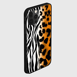 Чехол для iPhone 12 Pro Max Леопардовые пятна с полосками зебры, цвет: 3D-черный — фото 2
