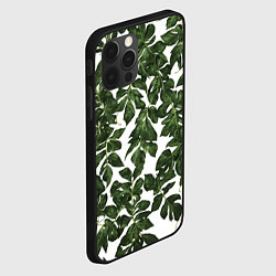 Чехол для iPhone 12 Pro Max Зеленые листочки на белом фоне, цвет: 3D-черный — фото 2