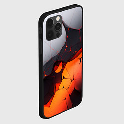Чехол для iPhone 12 Pro Max Объемная плита с красной лавой иллюстрация, цвет: 3D-черный — фото 2