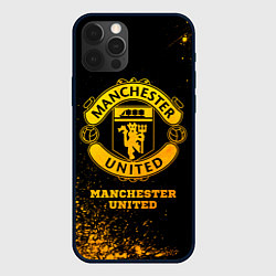 Чехол для iPhone 12 Pro Max Manchester United - gold gradient, цвет: 3D-черный