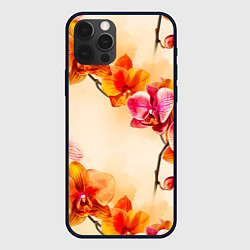 Чехол для iPhone 12 Pro Max Оранжевые орхидеи акварельные, цвет: 3D-черный
