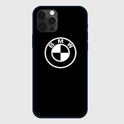 Чехол для iPhone 12 Pro Max BMW белое лого, цвет: 3D-черный