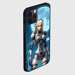 Чехол для iPhone 12 Pro Max Кибер Барби из будущего под луной - нейросеть, цвет: 3D-черный — фото 2