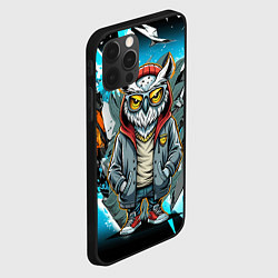 Чехол для iPhone 12 Pro Max Сова в стильной одежде модница, цвет: 3D-черный — фото 2